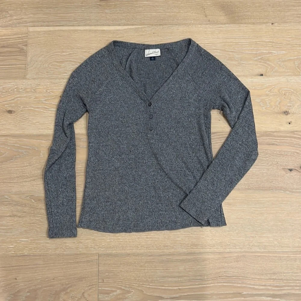 Target Casual Gray Henley Thermal Knit Sweater Top Long Sleeve Ski Base Layer